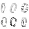 IKOPFLN Set of 6 Rings Stainless Steel Rings Set Silver