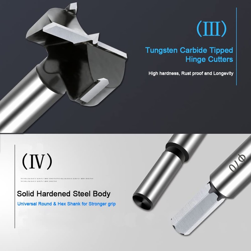 NICAVKIT Tungsten Steel Forstner Drill Bit, 75 mm, Professional Forstner