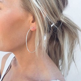 FESKIVE Big Small Hoop Earrings For Women Temperament Delicate Earrings Set For Girls Silver Gold Plated Earrings Hypoallergenic Design Sense Jewelry-(30mm，50mm）