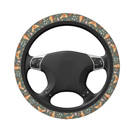 Chicken Cartoon Flowers Steering Wheel Cover for Men Women Universal 15 Inch Neoprene Protector Car Accessories for Car Trucks