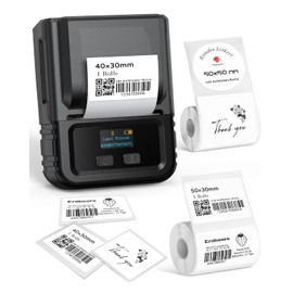 Phomemo M120 Label Printer with 3 Rolls Label Paper, Bluetooth Thermal Labelling Device, Portable Monochrome Labelling Device for Small Businesses, Home Labels, for iOS & Android