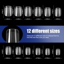 Extra Short Nail Tips Square Short 600pcs Clear Full Cover Soft Acrylic Press For Nail Kit Women Home DIY Fake Nails for Nail Extension 12 Size