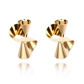 CAVIEA Statement Spiral Dangle Earrings for Women- Tribal Large Irregular Twist Silver/18K Gold Plated Metal Geometric Earrings,Metallic Fashion Bold Abstract Jewery