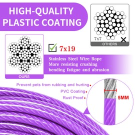 Tie Out Leads for Dogs, 3/6/9/15 m, Tie Out Cables for Dogs, Yard Lead for Medium to Large Dogs (Purple, 15 m)