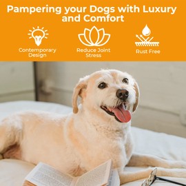 Bowsers Artisan Diner Double Dog Feeder - Handcrafted Rubberwood Frame with Square Ceramic Bowls Feeder for Dogs - Walnut, Small, 15" x 7" x 4"