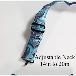 Unbranded NEW Turquoise Paisley Jacquard Adjustable Pre-Tied Bow Tie