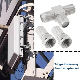 Be In Your Mind 4 Sets T Piece 2 Way Splitter F Plug Adapter with British Connector for Antenna Closed Line Head Monitoring Splitting Coax Aerial Silver