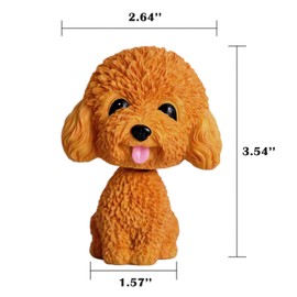 IBWell Mini Bobbing-Head Dog for Car Dash Board Decor,Dashboard Doggy Puppy Teddy Toy with Adhesive Tab（Poodle）(Yellow-NoBowTie)