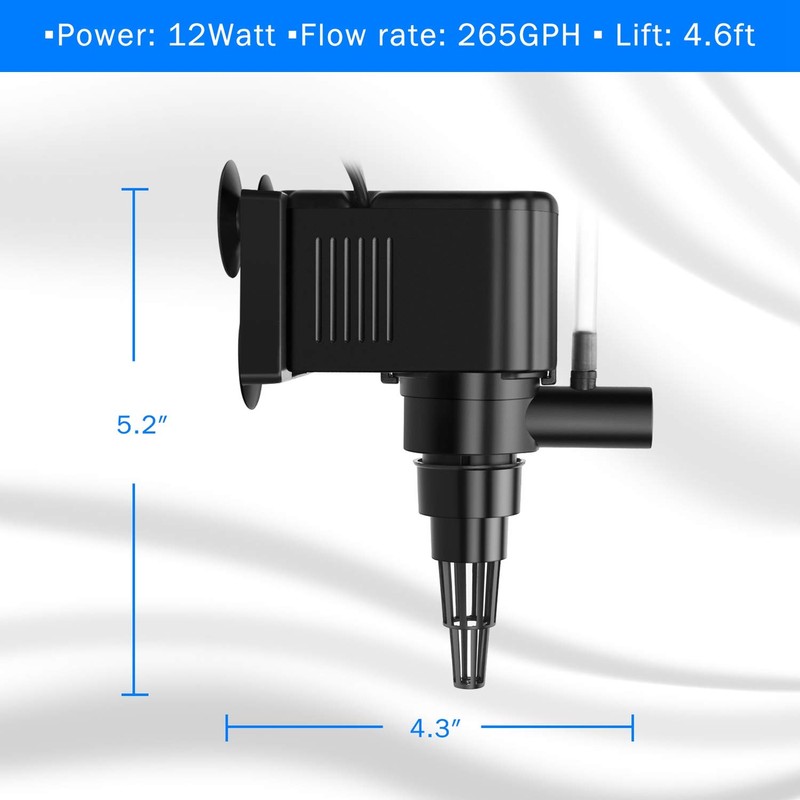 AquaMiracle Aquarium Powerhead Pump Circulating Water Pump 265 GPH for