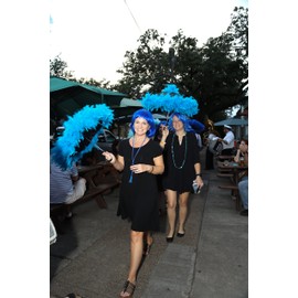 New Orleans Pink and Green Sorority Second Line Umbrella- Dark Pink Parasol, Green Feathers, Silver Sequin Spine Trim