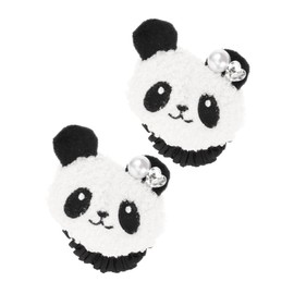 Baluue 2pcs Panda Hair Ties High Elasticity Cartoon Scrunchy Durable Elastic Ponytail Holders for Everyday Wear and Travel Adorable Hair Accessories