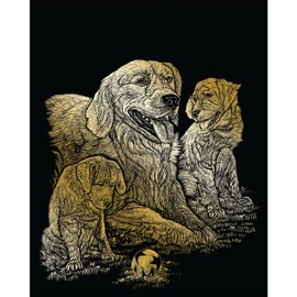 Royal & Langnickel Golden Retriever Gold Scratch Pictures for Children and Adults with Scratch Pen and Template