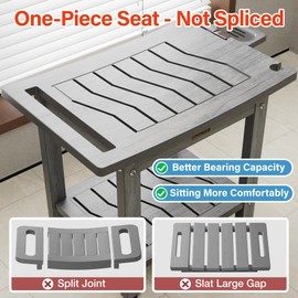 YEFU Shower Chair for Inside Shower: 21 Inch Oversized Waterproof/No Maintenance - Shower Stool with Shelf & Handle 400 LBS - Bathrooms/Outdoor - Non-Slip Easy Assemble Bench for Adult/Elderly/Grey