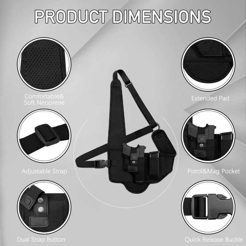 AIKATE Shoulder Holster for 9mm, Gun Shoulder Holster for Men