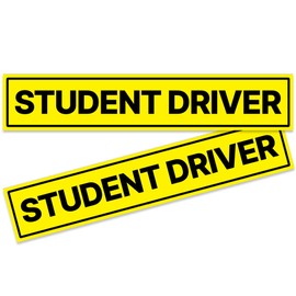 Stickios Non-Magnetic Student Driver Stickers - Removable Student Driver Decals for Cars & Windows - Paint-Safe Student Driver Signs (11x2.125 inches, 2-Pack)