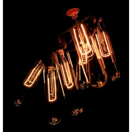 Hometown Evolution, Inc. Commercial Edison Bulb Outdoor String Lights with Hand-Threaded Filament (T25 Tube Edison - Commercial Black Wire, 50 ft)