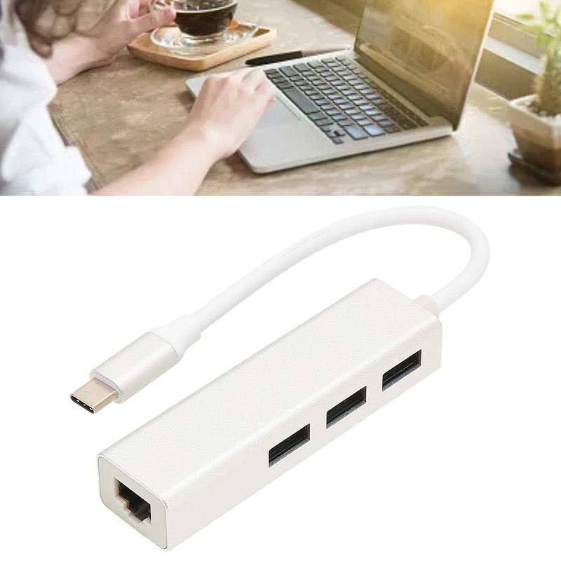 USB C to Ethernet Adapter RJ45 3 USB3.0 Ports High
