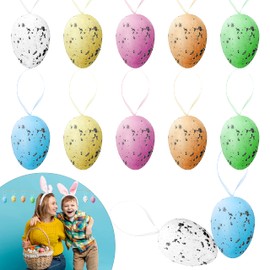 12PCs Easter Speckled Hanging Eggs, Multi Colored Styrofoam Easter Hanging Eggs, Easter Tree Home Decorations, Basket Filler Ornaments 5cm
