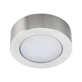Bright Source LED Circular Cabinet Cupboard Unit Shelf Light, Satin Nickel, 2.5W, 220lm, 3CCT Switchable 3000K 4000K 6000K- Pack of 6