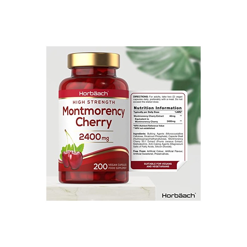 Montmorency Cherry Capsules 2400mg | 200 Count | Tart Cherry
