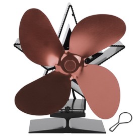 4 Blade Thermal Heat Powered Wood Stove Fan Fireplace Accessory for Heat DistributionBronze