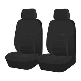 ZIMISI 2PCS Car Front Seat Covers, Universal Comfortable Cloth Automotive Headrest Seat Cover, Breathable Vehicle Interior Seats Protector Accessories for Cars, Trucks, SUVs (Black)