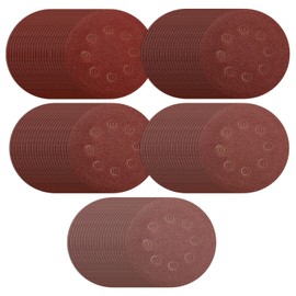 Singertop Sander Paper, 4.9 inches (125 mm), 8 Holes, Round, Sanding Pad for Sanders, Disc Paper, Set of 100, Electric Sander, Paper File, Sanding Pad #60#80#120#180#240 x 20 Sheets of Each for Carpentry, DIY Work, Car Polishing, Metal Polishing