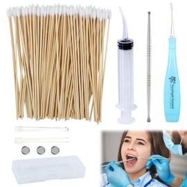 Tonsil Stone Remover Vacuum, Tonsil Flosser Halitosis Removal Tool Set with LED Light Reusable Manual Flexibility Remover Irrigator Get Rid of Bad Breath Syringe Kit with Swabs for Men Women