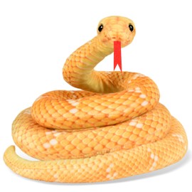 MGZTTHW Giant Stuffed Snake, Lifelike Plush Animal, 110 in Large Toy Snake for Kids, Perfect for Birthday Present or Party Prank Prop (Yellow)