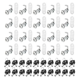 uxcell 1-1/8 Inch Cabinet Locks with Key, 20 Pack Cam Replacement Lock Cylinder Toolbox Lock Keyed Alike for RV Drawer Storage Cart Mailbox Compartment Door Tool Lock, Silver