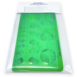 Proartek PK00046 Model 3902-2 Small Series Ellipse Template Set; 15 Durable Plastic Templates for Precise Drafting; 5/32" to 2" Ellipses; 10° to 80° Angles; 0.5mm Pencil Allowance