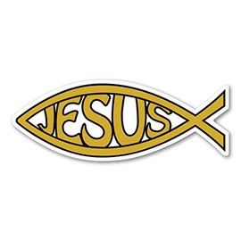 Gold Jesus Fish Mini Magnet by Magnet America Is 1.375" x 3.625" Made for Vehicles and Refrigerators