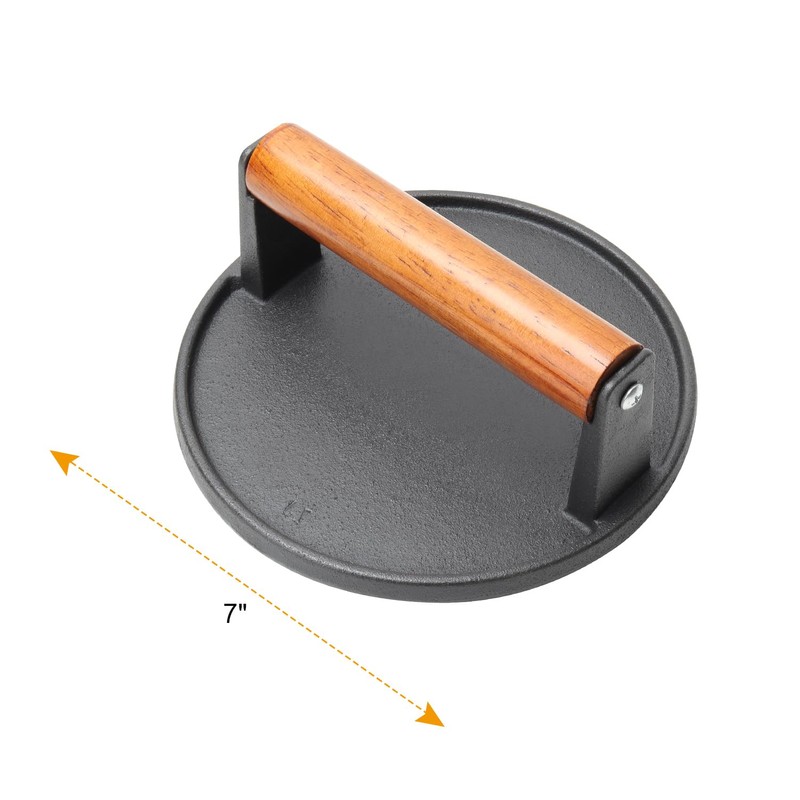 SafBbcue Round Cast Iron Smash Burger Grill Weight Press &