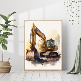 pcxord Diamond Painting Kits for Adults, Excavator 5D DIY Diamond Art Kits Full Drill Diamond for Gift Wall Decor Gem Arts Car 12x16 inch