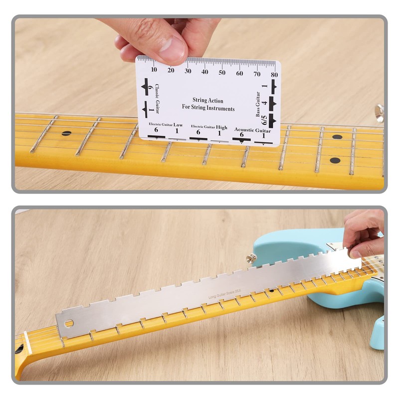eMagTech 3Pcs Guitar Neck Ruler String Action Gauge Ruler Fret