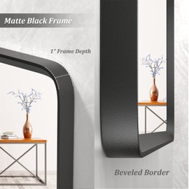 GOLOMO 55x30 Black Matte Mirror for Bathroom, Black Metal Framed Rectangle Vanity Mirror, Large Rounded Mirror for Bathroom, Anti-Rust, Shatterproof (Horizontal/Vertical)