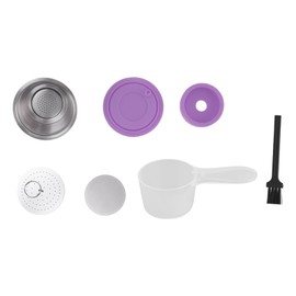 Stainless Steel Refill Coffee Capsules Reusable Coffee Filter Cup Set with Powder Cover for Dolce Gusto Purple