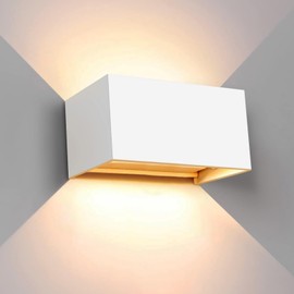 Kawell 24W Modern Wall Light LED Wall Sconce Up Down Adjustable Beam Angle Aluminum Wall Lamp LED Indoor Outdoor Waterproof IP65 for Bedroom Bathroom Corridor Living Room Stairs Hallway, White 3000K