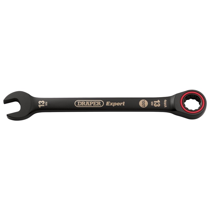 Draper 03884 Expert HI-TORQ Metric Ratchet Combination Spanner, 13mm, Black