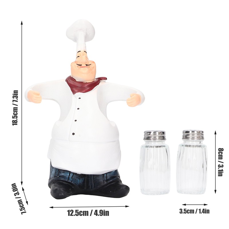 Chef Statue Salt Shakers Set Adorable Statue Vivid Details Resin