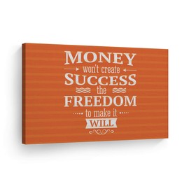 Smile Art Design Money Won't Create Success The Freedom to Make It Will Quote Motivational Canvas Wall Art Inspirational Wall Art Entrepreneur Quote Print Modern Office Decor Gift Ready to Hang 19x28