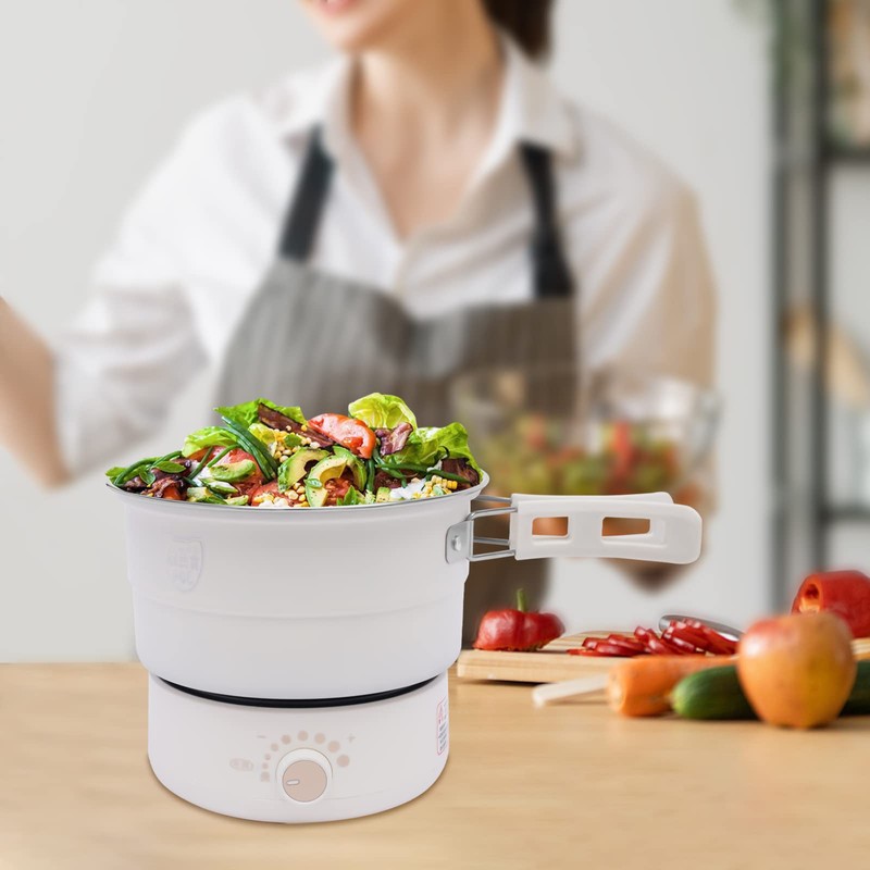 Portable Electric Hot Pot with Foldable Handles, Non-stick Frying Pan,