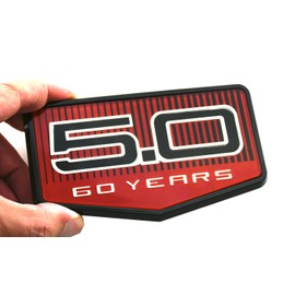 1pc Rear Deck Lid 5.0 Emblems Tailgate 3D Badge Replacement for 2025 Mustang GT OEM SR3Z-634252 60th Anniversary 60 Years (Black Red)
