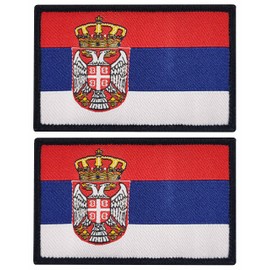 JBCD Serbia Flag Patch Serbian Tactical Patch - Hook and Loop Fastener Patch, 2 Pack