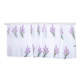 Embroidery Curtain Window Short Half Window Treatment Valance Short Semi Sheer Voile Cafe Kitchen Tiers Cabinet Curtain(Purple)