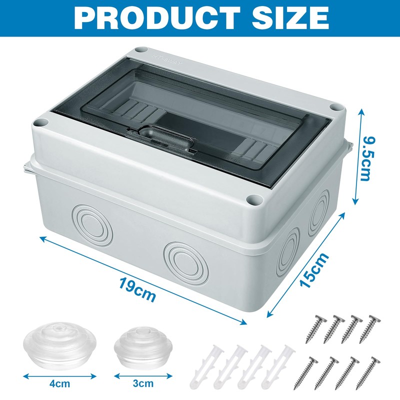 Zeawavsl Surface-Mounted Distribution Box, IP65 Fuse Box, Surface-Mounted, 1 Row