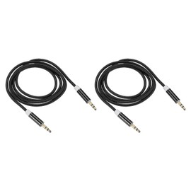 DMiotech 2Pcs 3.5mm 1/8" Male TRS to 6.35mm 1/4" Male TRS Audio Cable 3 Pole Aluminum Alloy Housing Braided Aux Cable for Phone Car Speaker 3.3Ft/1M Black