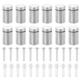 sourcing map 12 Pcs Standoff Screws, 3/4" x 1.18" Stainless Steel Advertising Screws Wall Standoff Mounts Hardware for Acrylic Picture Frame Glass Signs Hanging, Silver