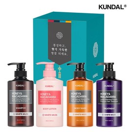Kundal Lunar New Year gift set of 4 (shampoo/treatment/body wash/body lotion set), white musk / 쿤달  설 선물세트 4구 (샴푸/트리트먼트/바디워시/바디로션set), 화이트머스크
