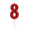 Papyrus Number 8 Birthday Candle, Red Polka Dots (1-Count)